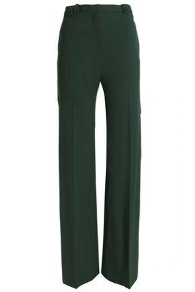 Shop Theory Wool-blend Flared Pants In Dark Green