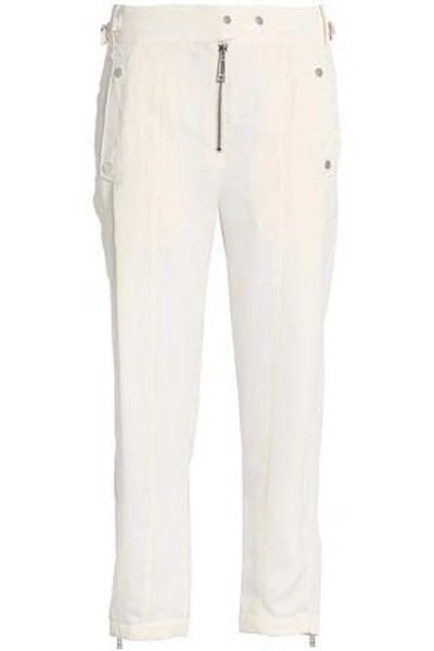 Shop Belstaff Cropped Voile Tapered Pants In Ivory