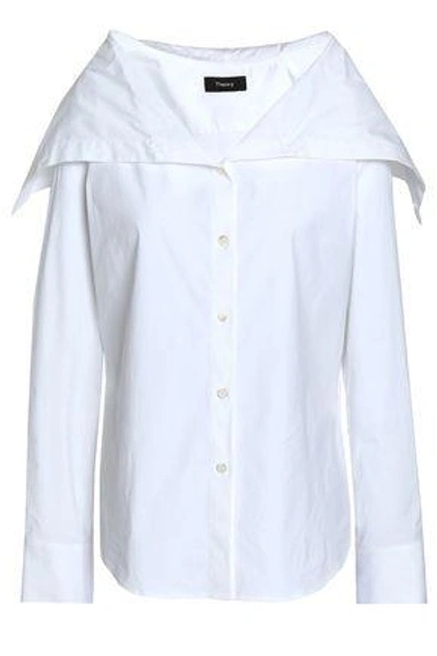 Shop Theory Woman Stretch Cotton-poplin Shirt Off-white