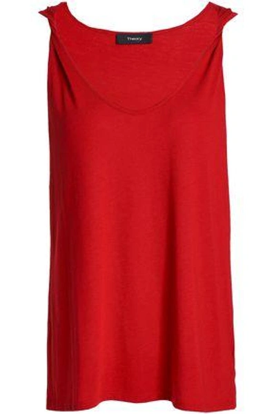 Shop Theory Woman Pima Cotton And Modal-blend Jersey Tank Crimson