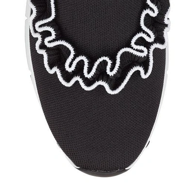 Shop Jimmy Choo Eugene Black And White Knit Slip On Trainers In Black/white