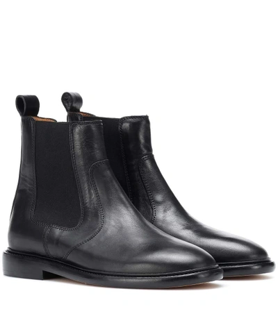 Shop Isabel Marant Chelay Leather Chelsea Boots In Black