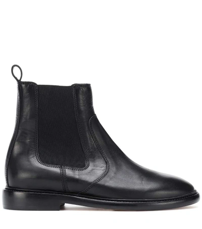 Shop Isabel Marant Chelay Leather Chelsea Boots In Black