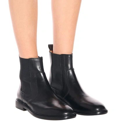 Shop Isabel Marant Chelay Leather Chelsea Boots In Black