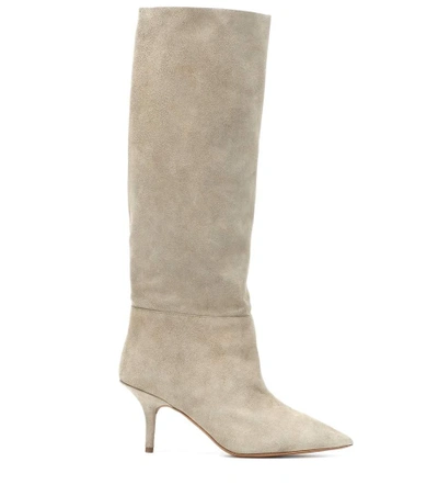 Shop Yeezy Suede Knee-high Boots (season 7) In Beige