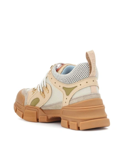 Shop Gucci Flashtrek Mesh Sneakers In Beige