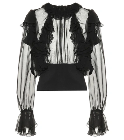 Shop Dolce & Gabbana Stretch Silk Blouse In Black