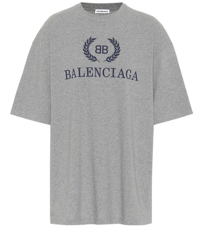 Shop Balenciaga Bb Cotton T-shirt In Grey