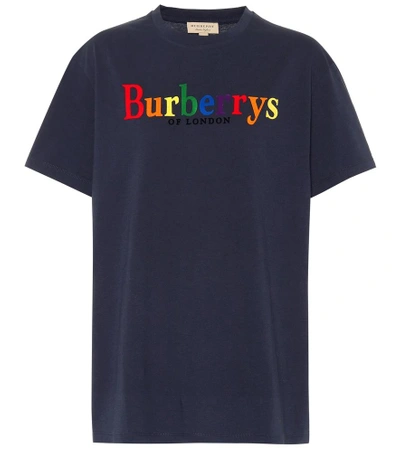 Shop Burberry Archival Logo Cotton T-shirt In Blue