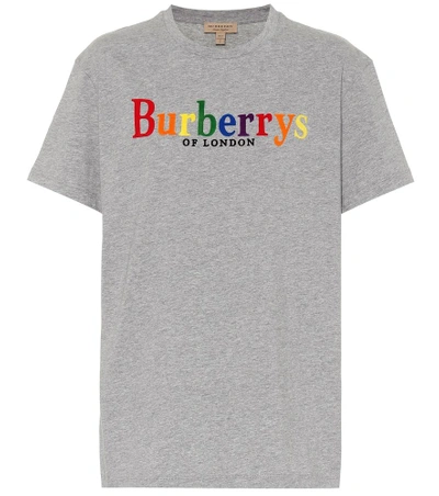 Shop Burberry Archive Logo Cotton T-shirt In Grey