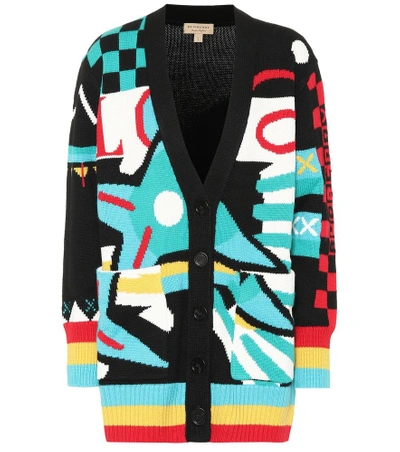 Shop Burberry Intarsia Wool And Cotton Cardigan In Multicoloured