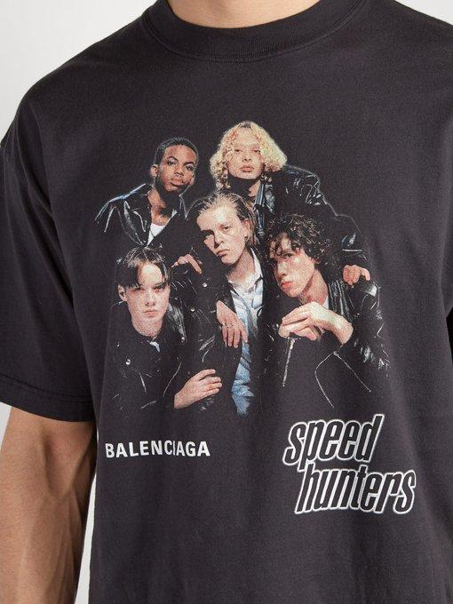 Balenciaga Speedhunters-print Oversized Cotton-jersey T-shirt In 1055 W.blk  | ModeSens