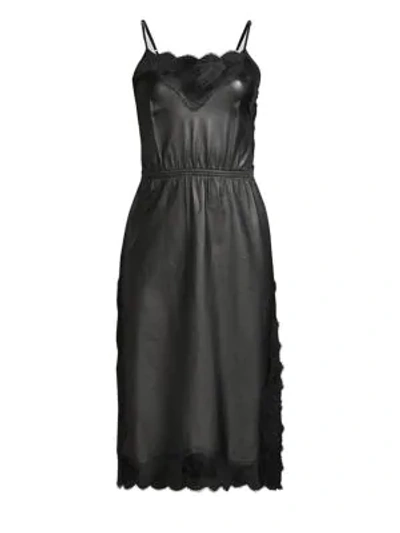 Shop Fleur Du Mal Leather & Rose Lace Dress In Black
