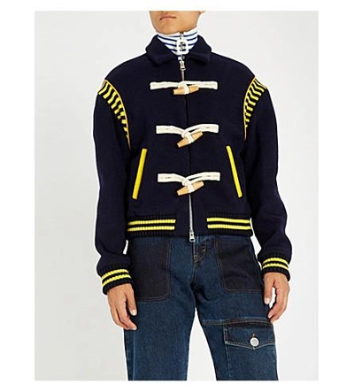 Shop Jw Anderson Toggle-detail Wool Jacket In Navy