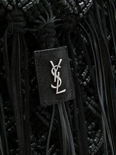 Shop Saint Laurent Long Fringe Satchel Bag - Black