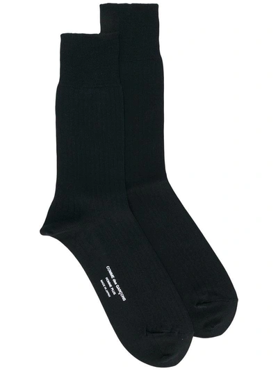Shop Comme Des Garçons Homme Deux Comme Des Garçons Homme Plus Ribbed Knit Socks - Black