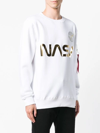 Shop Alpha Industries Nasa Print Sweatshirt In White