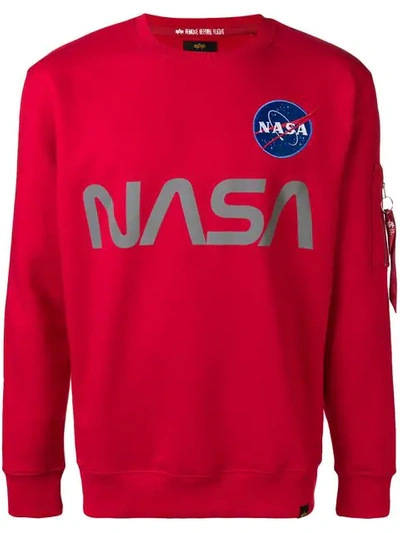 Shop Alpha Industries Nasa Print Sweatshirt In Red