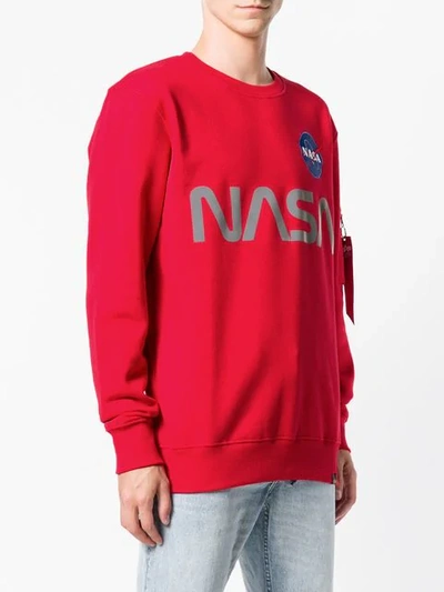 Shop Alpha Industries Nasa Print Sweatshirt In Red