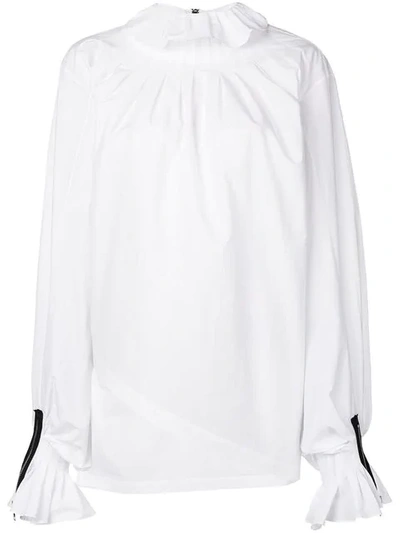 Shop Jw Anderson Pleated-collar Blouse In White