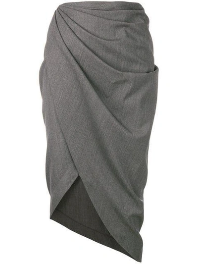 Shop Helmut Lang Asymmetric Skirt In Grey