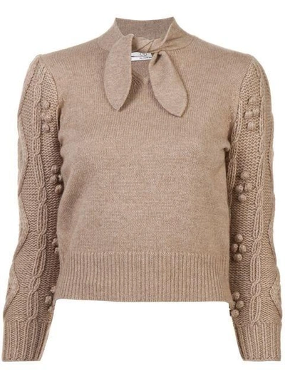 Shop Co Tie Neck Sweater - Brown