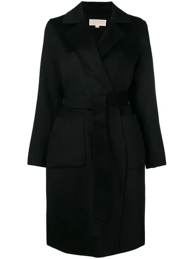 Shop Michael Michael Kors Belted Single-breasted Coat In Black