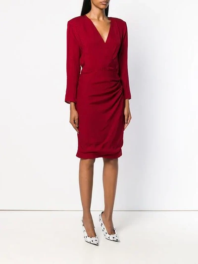 Shop Carmen March Textured Wrap Dress In Red