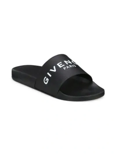 Shop Givenchy Logo Slide Sandals In Black