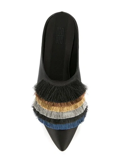 Shop Sanayi313 Fringed Slippers In Black