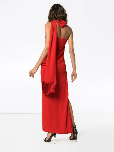 Shop Versace Draped Hoodie Maxi Dress