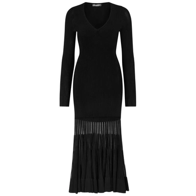 Shop Alexander Mcqueen Black Stretch-knit Dress