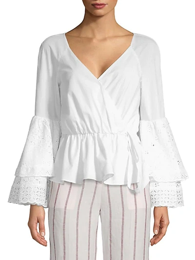 Shop Rebecca Minkoff Melly Bell-sleeve Cotton Top In White