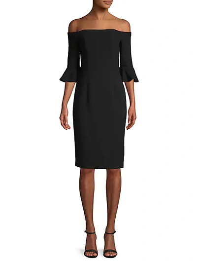 Shop Black Halo Madigan Off-the-shoulder Sheath Dress In Black