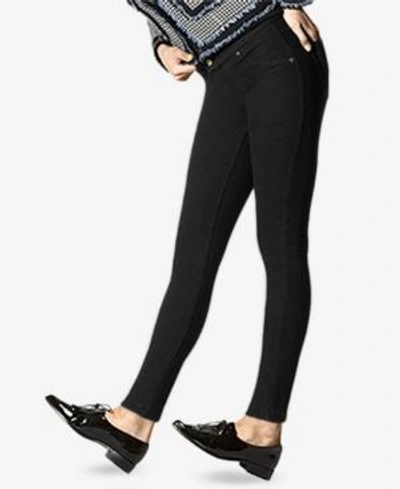 Shop Hue Fleece-lined Denim Leggings In Black