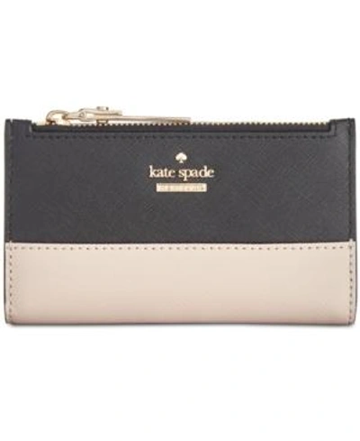 Shop Kate Spade New York Cameron Street Mikey Saffiano Leather Wallet In Tusk/black/gold