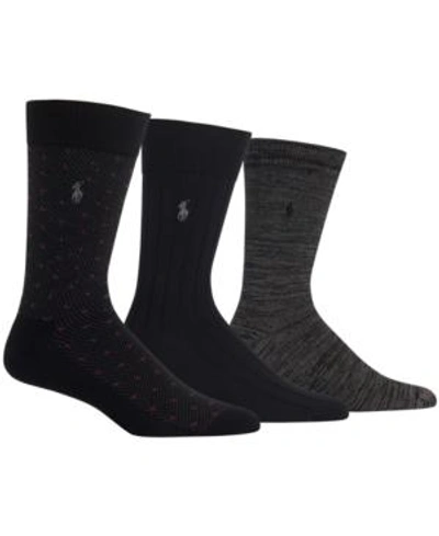 Shop Polo Ralph Lauren Men's Birdseye Dress Socks, 3 Pack In Black