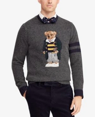 Shop Polo Ralph Lauren Men's Polo Bear Sweater In Grey Heather