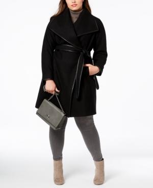 plus size black wrap coat