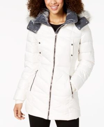 Shop Marc New York Faux-fur-trim Puffer Coat In White