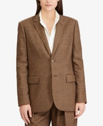 Shop Polo Ralph Lauren Houndstooth Tweed Blazer In Brown