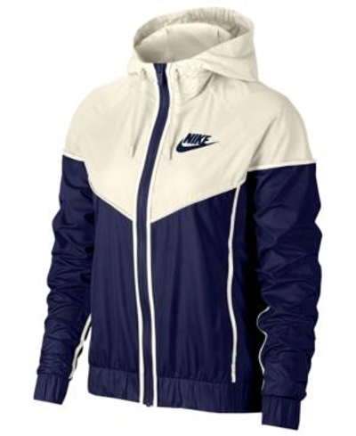 Shop Nike Sportswear Windrunner Hooded Jacket In Blue Void/sail