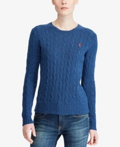 Shop Polo Ralph Lauren Cable-knit Cotton Sweater In Blue Heather