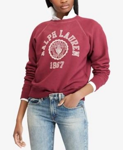 Shop Polo Ralph Lauren Collegiate Fleece Pullover In Red