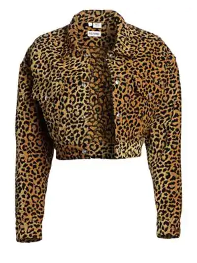 Shop Re/done Leopard Print Cropped Jacket