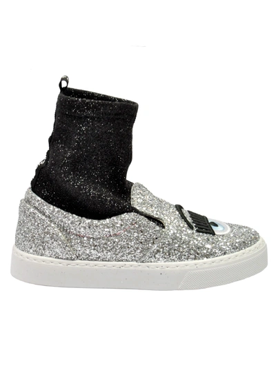 Shop Chiara Ferragni Flirting Sneakers In Silver Black