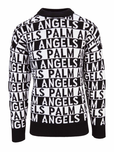 Shop Palm Angels Sweater In Nero Bianco