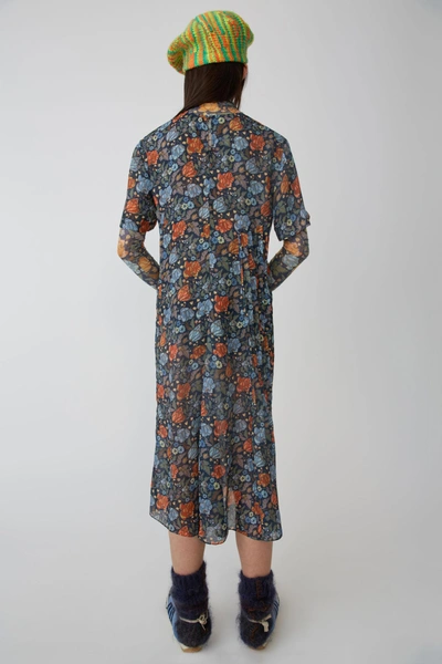 Shop Acne Studios Pintucked Dress Orange/navy