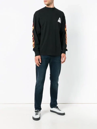 Shop Palm Angels Flame Motif Sweatshirt - Black