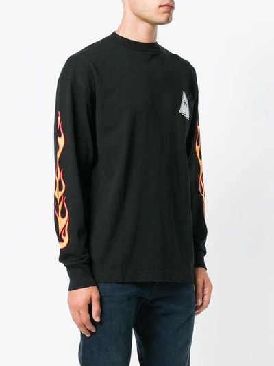 Shop Palm Angels Flame Motif Sweatshirt - Black